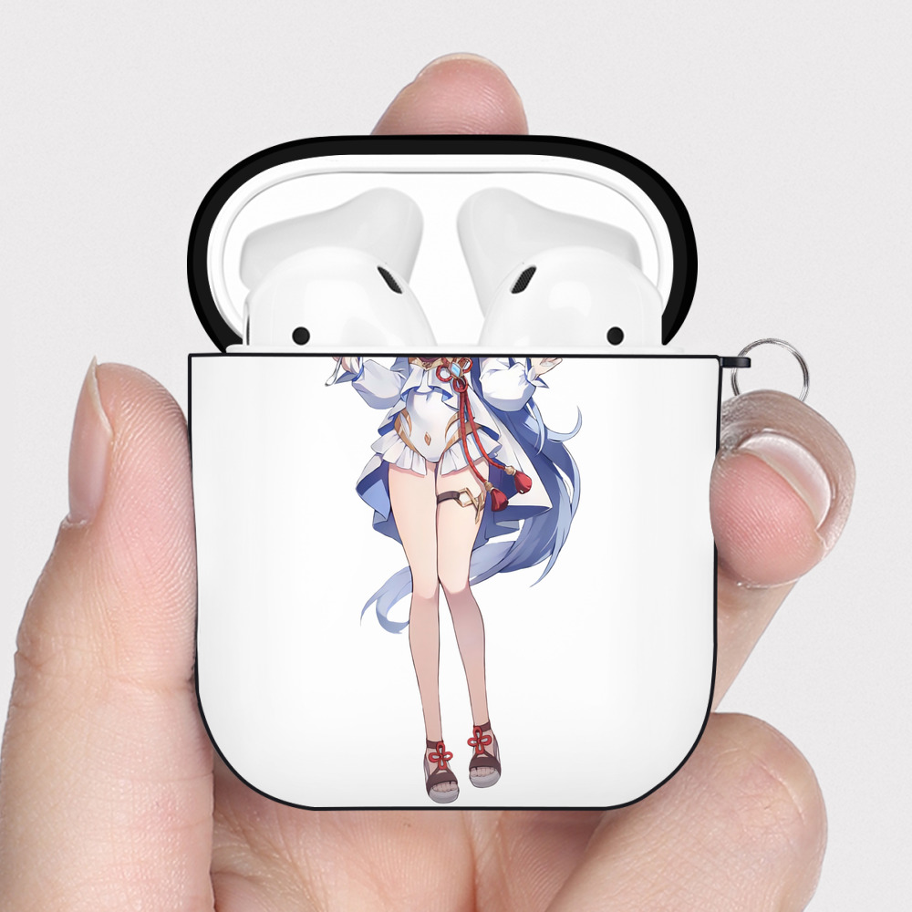 げんし神 甘雨 かんう genshin Ganyu AirPods 第2世代保護ケース ハードシェル ブラック 耐衝撃・防指紋・カラビナ付き