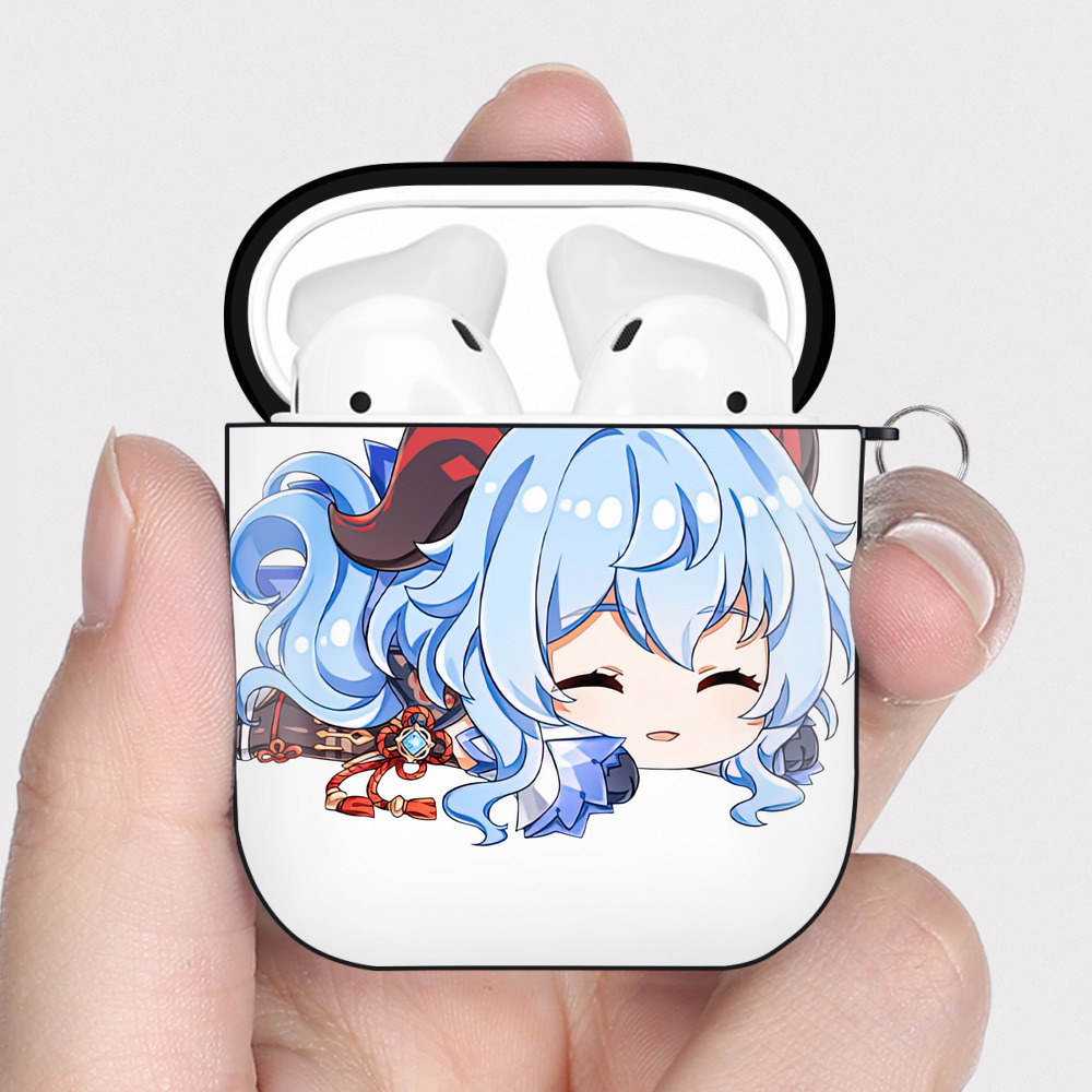 げんし神 甘雨 かんう genshin Ganyu AirPods 第2世代保護ケース ハードシェル ブラック 耐衝撃・防指紋・カラビナ付き