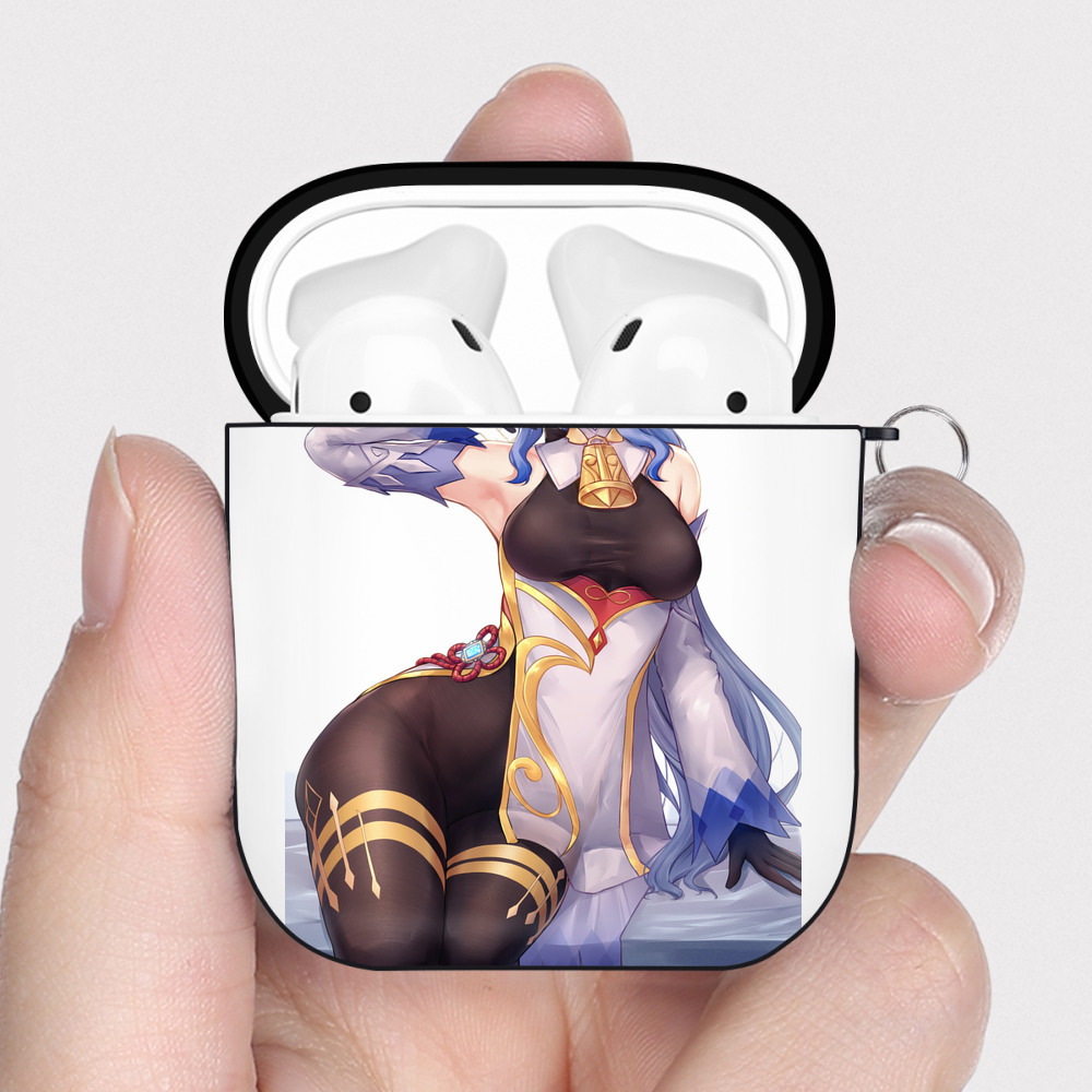 げんし神 甘雨 かんう genshin Ganyu AirPods 第2世代保護ケース ハードシェル ブラック 耐衝撃・防指紋・カラビナ付き