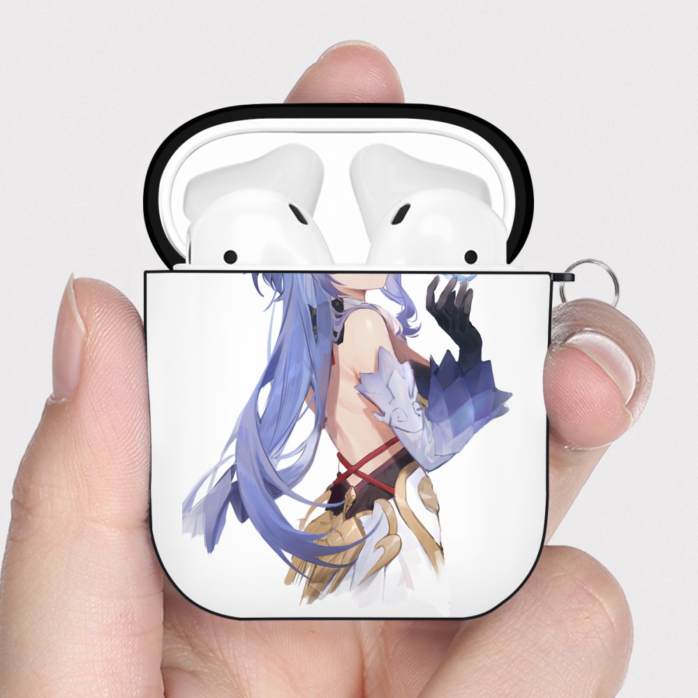 げんし神 甘雨 かんう genshin Ganyu AirPods 第2世代保護ケース ハードシェル ブラック 耐衝撃・防指紋・カラビナ付き