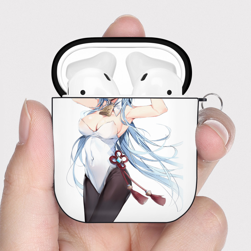 げんし神 甘雨 かんう genshin Ganyu AirPods 第2世代保護ケース ハードシェル ブラック 耐衝撃・防指紋・カラビナ付き