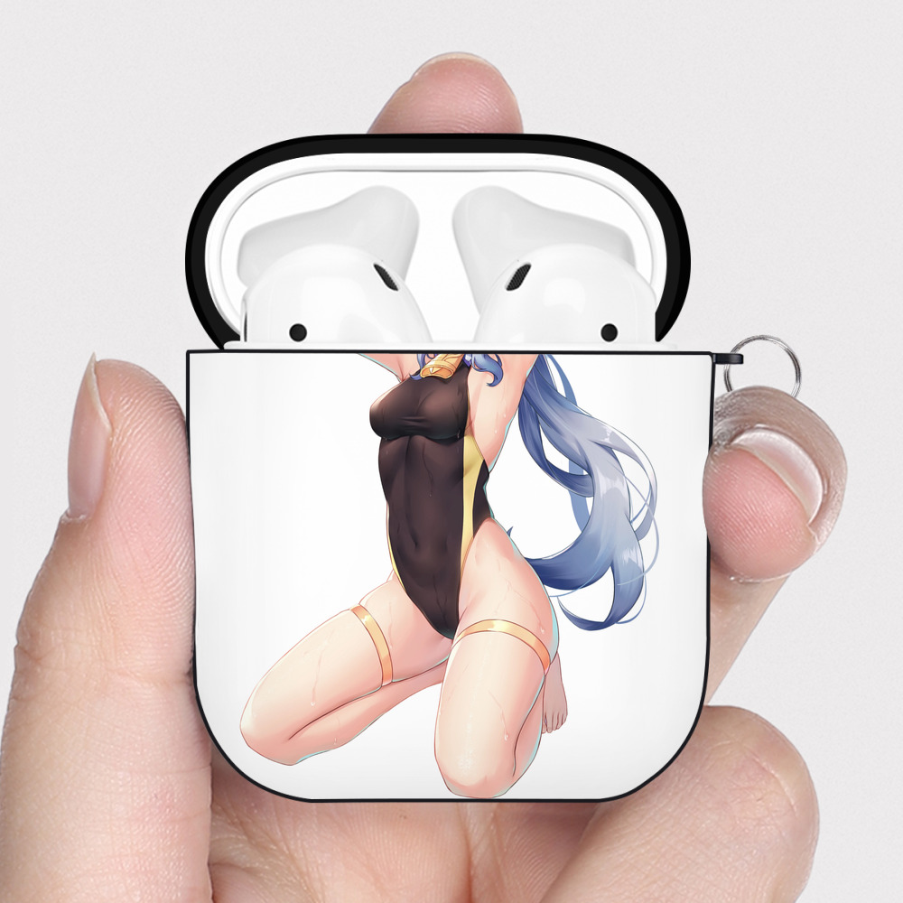げんし神 甘雨 かんう genshin Ganyu AirPods 第2世代保護ケース ハードシェル ブラック 耐衝撃・防指紋・カラビナ付き