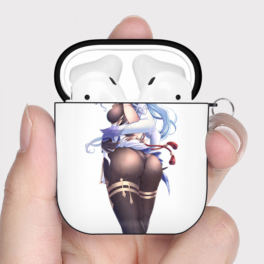げんし神 甘雨 かんう genshin Ganyu AirPods 第2世代保護ケース ハードシェル ブラック 耐衝撃・防指紋・カラビナ付き