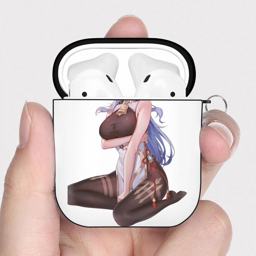 げんし神 甘雨 かんう genshin Ganyu AirPods 第2世代保護ケース ハードシェル ブラック 耐衝撃・防指紋・カラビナ付き