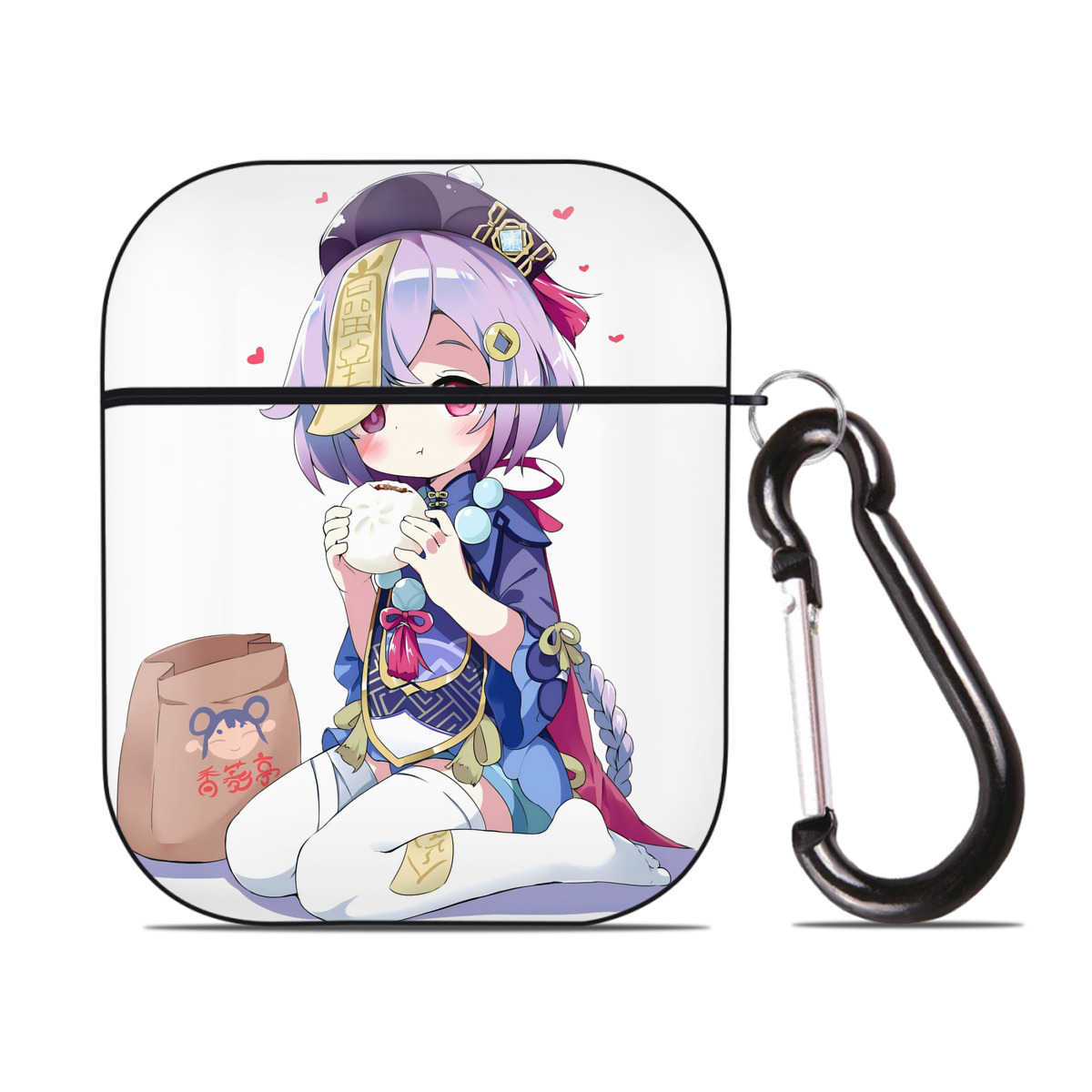 げんし神 七七 なな  genshin Nana AirPods 第2世代保護ケース ハードシェル ブラック 耐衝撃・防指紋・カラビナ付き