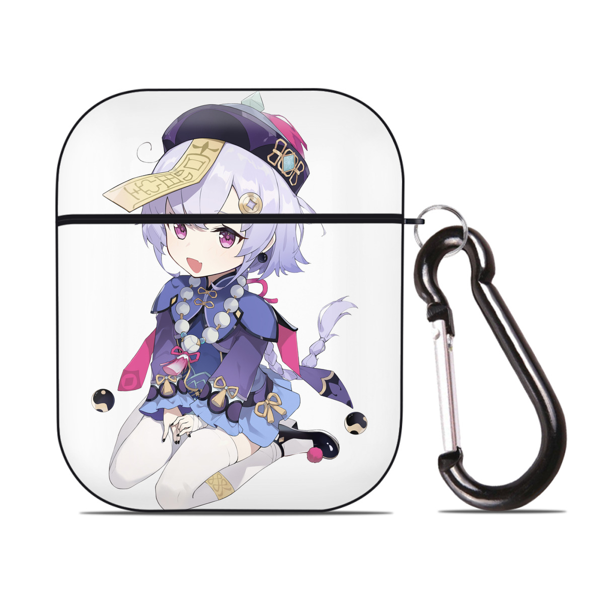 げんし神 七七 なな  genshin Nana AirPods 第2世代保護ケース ハードシェル ブラック 耐衝撃・防指紋・カラビナ付き