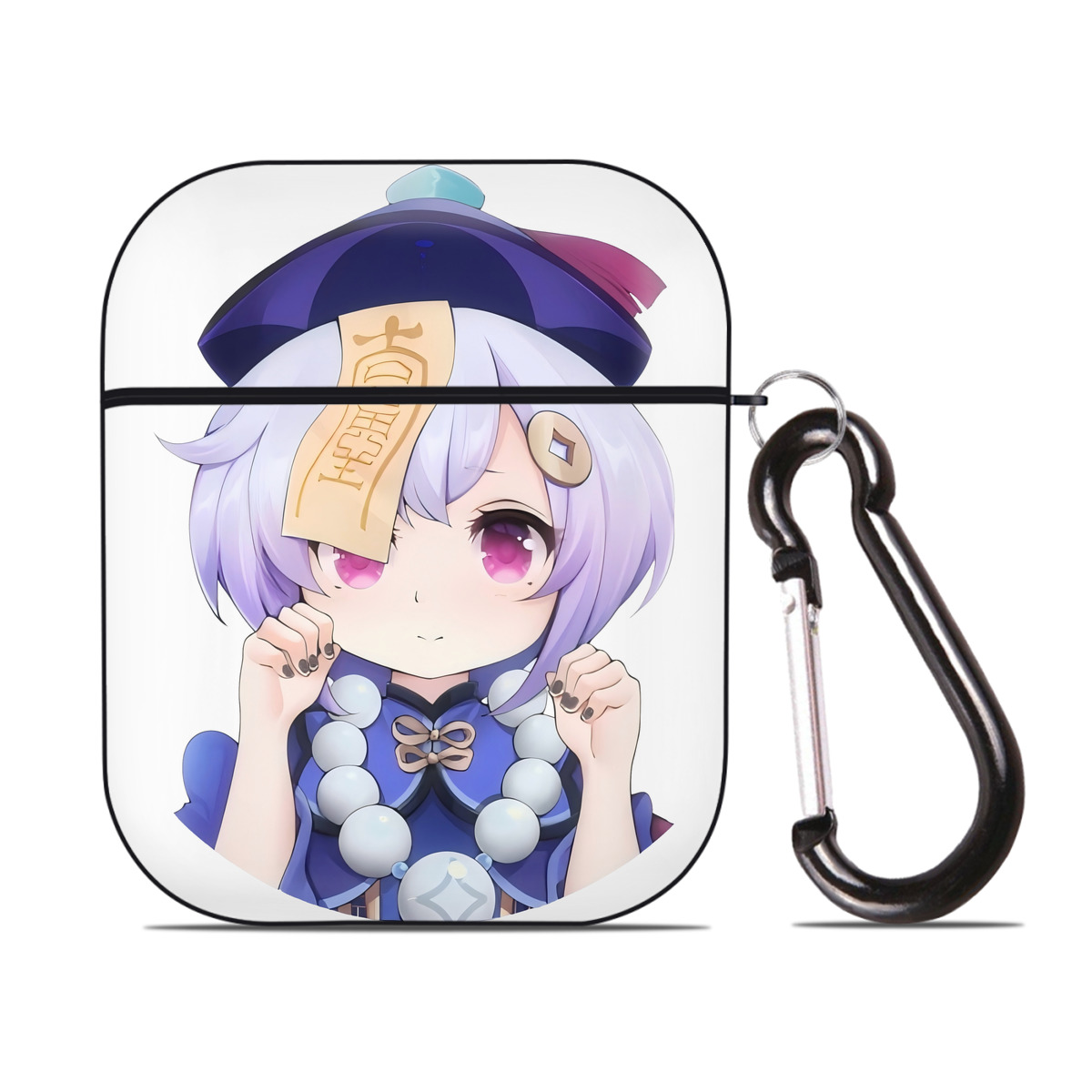 げんし神 七七 なな  genshin Nana AirPods 第2世代保護ケース ハードシェル ブラック 耐衝撃・防指紋・カラビナ付き