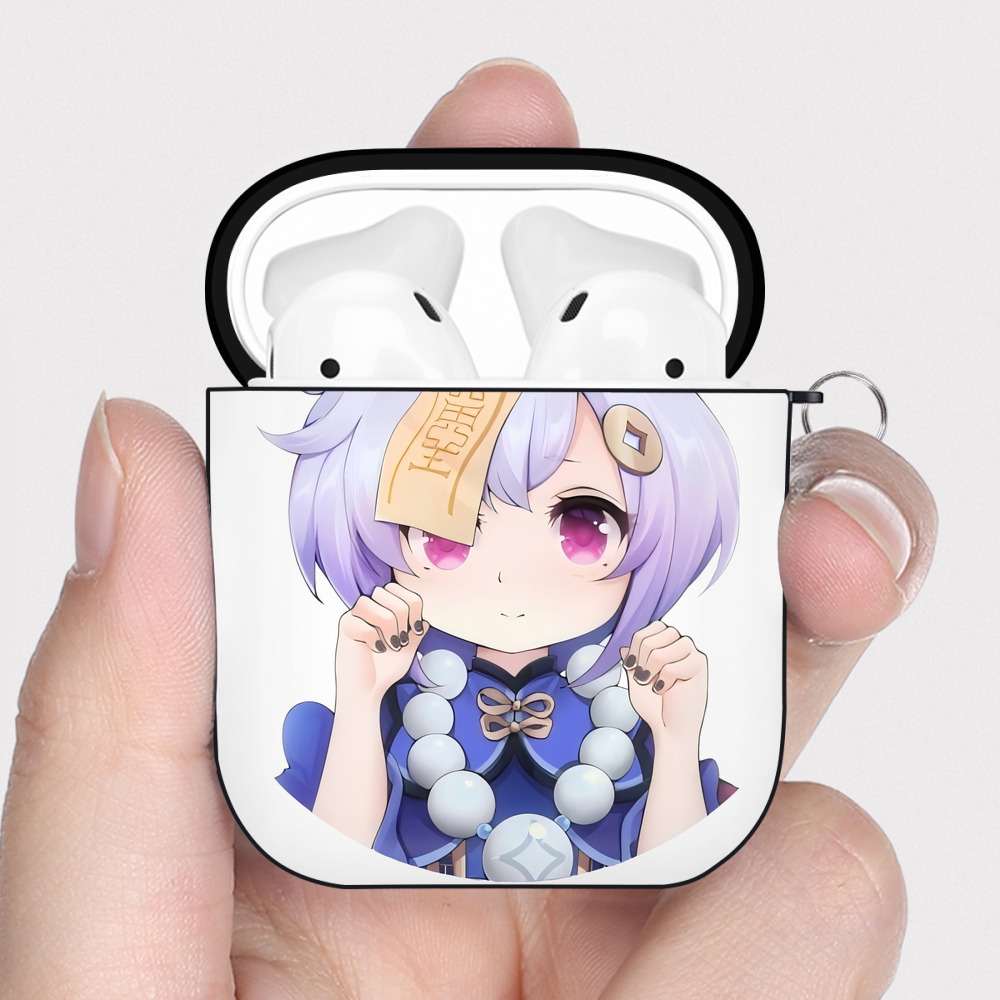 げんし神 七七 なな  genshin Nana AirPods 第2世代保護ケース ハードシェル ブラック 耐衝撃・防指紋・カラビナ付き