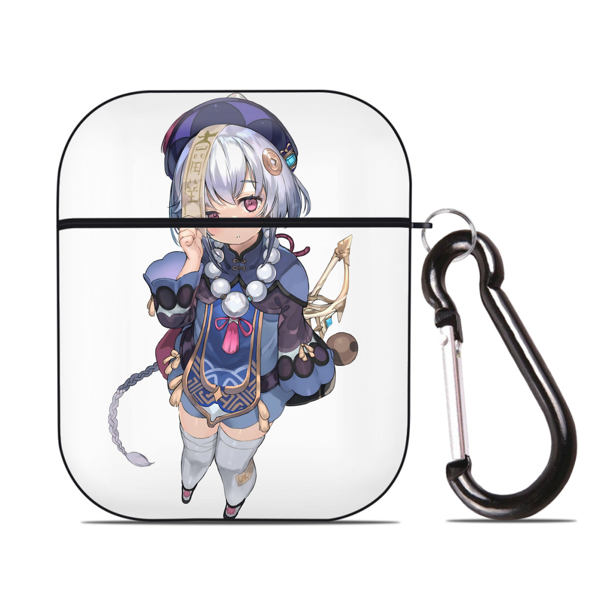 げんし神 七七 なな  genshin Nana AirPods 第2世代保護ケース ハードシェル ブラック 耐衝撃・防指紋・カラビナ付き