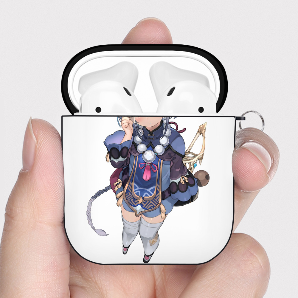 げんし神 七七 なな  genshin Nana AirPods 第2世代保護ケース ハードシェル ブラック 耐衝撃・防指紋・カラビナ付き