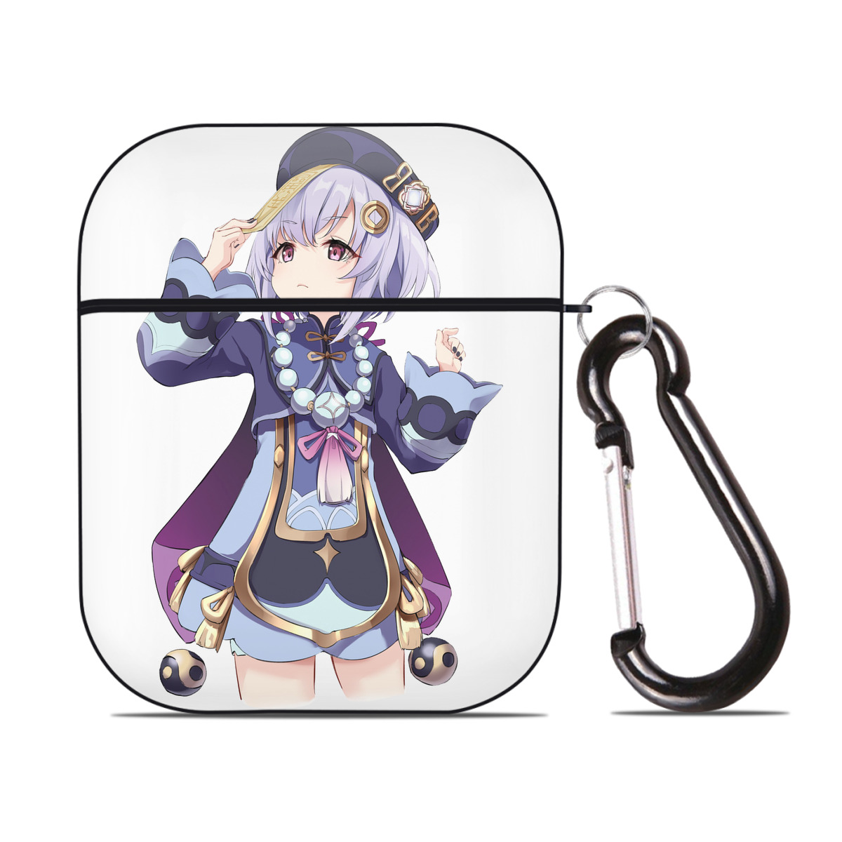 げんし神 七七 なな  genshin Nana AirPods 第2世代保護ケース ハードシェル ブラック 耐衝撃・防指紋・カラビナ付き
