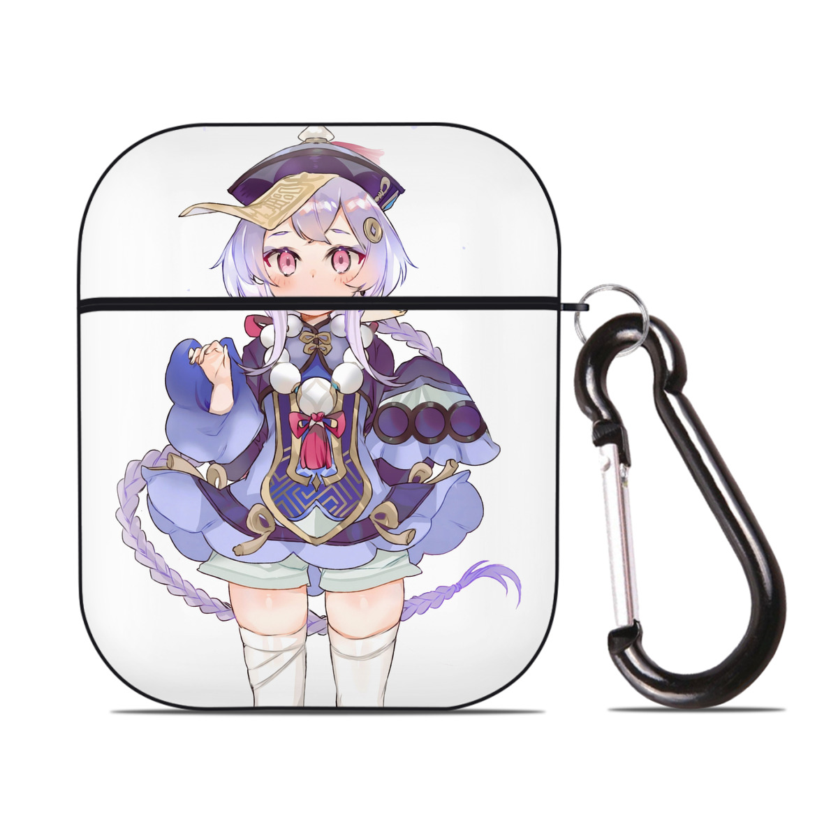 げんし神 七七 なな  genshin Nana AirPods 第2世代保護ケース ハードシェル ブラック 耐衝撃・防指紋・カラビナ付き