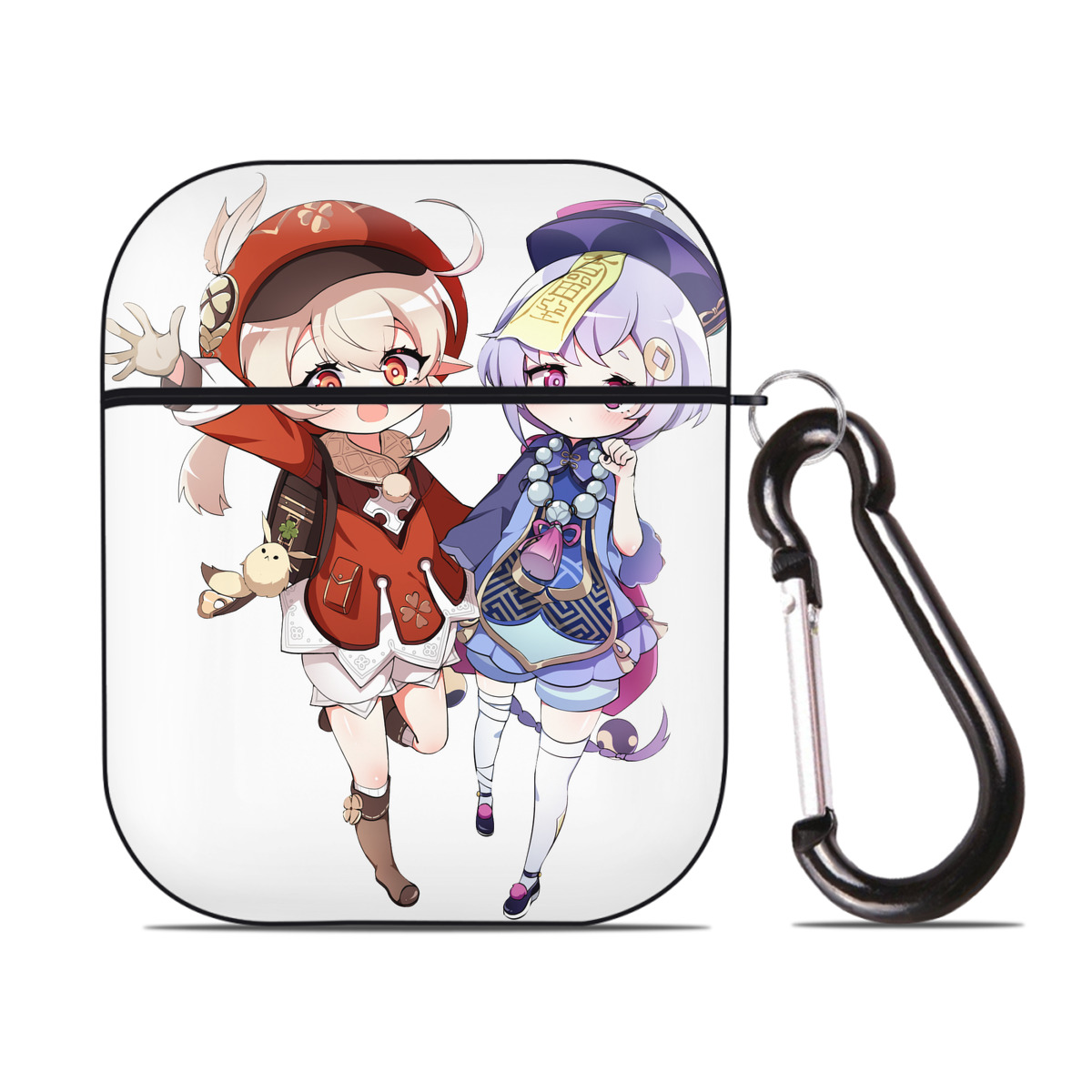 げんし神 七七 なな  genshin Nana AirPods 第2世代保護ケース ハードシェル ブラック 耐衝撃・防指紋・カラビナ付き