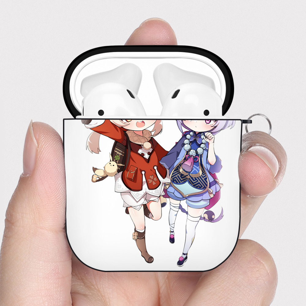 げんし神 七七 なな  genshin Nana AirPods 第2世代保護ケース ハードシェル ブラック 耐衝撃・防指紋・カラビナ付き