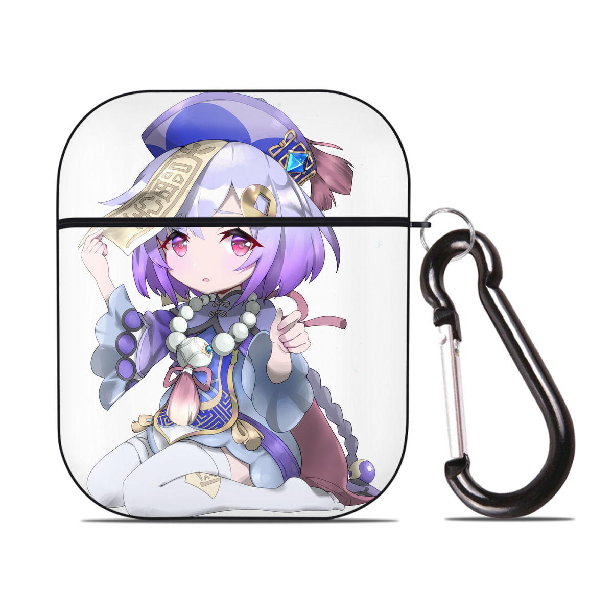 げんし神 七七 なな  genshin Nana AirPods 第2世代保護ケース ハードシェル ブラック 耐衝撃・防指紋・カラビナ付き
