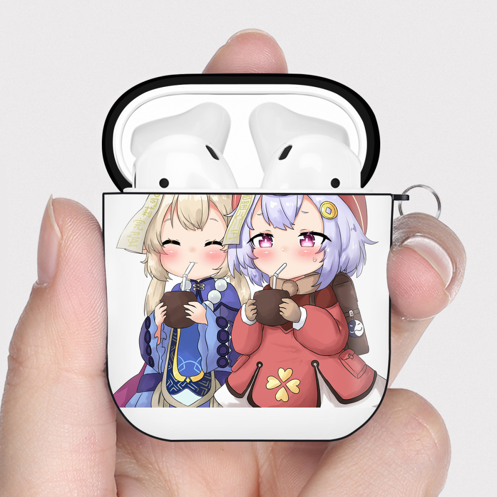 げんし神 七七 なな  genshin Nana AirPods 第2世代保護ケース ハードシェル ブラック 耐衝撃・防指紋・カラビナ付き