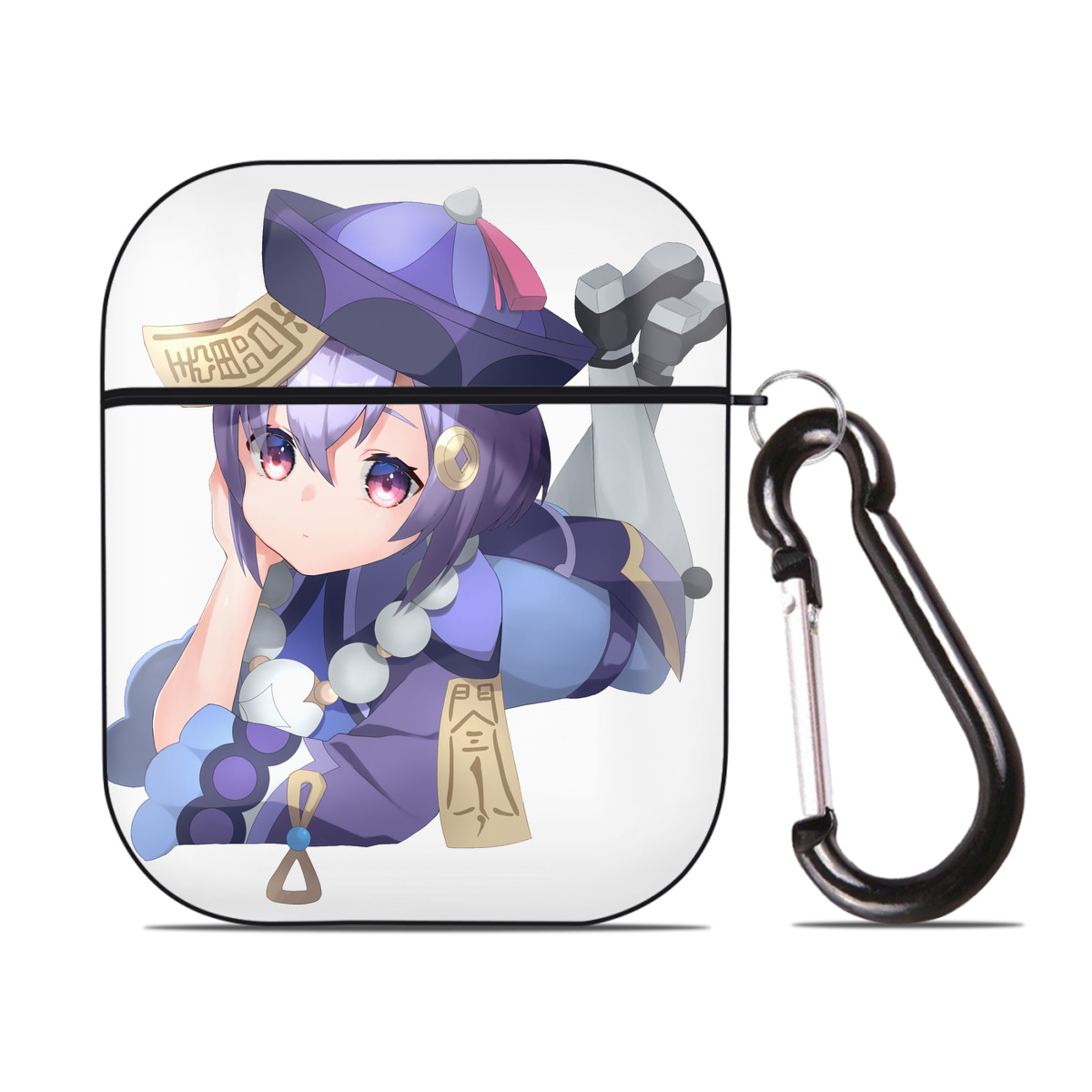 げんし神 七七 なな  genshin Nana AirPods 第2世代保護ケース ハードシェル ブラック 耐衝撃・防指紋・カラビナ付き