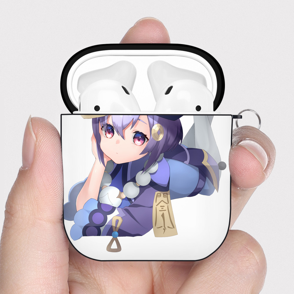 げんし神 七七 なな  genshin Nana AirPods 第2世代保護ケース ハードシェル ブラック 耐衝撃・防指紋・カラビナ付き