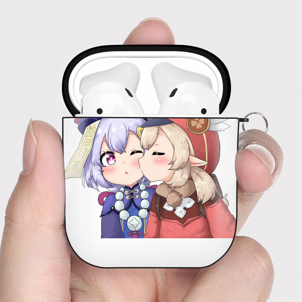 げんし神 七七 なな  genshin Nana AirPods 第2世代保護ケース ハードシェル ブラック 耐衝撃・防指紋・カラビナ付き