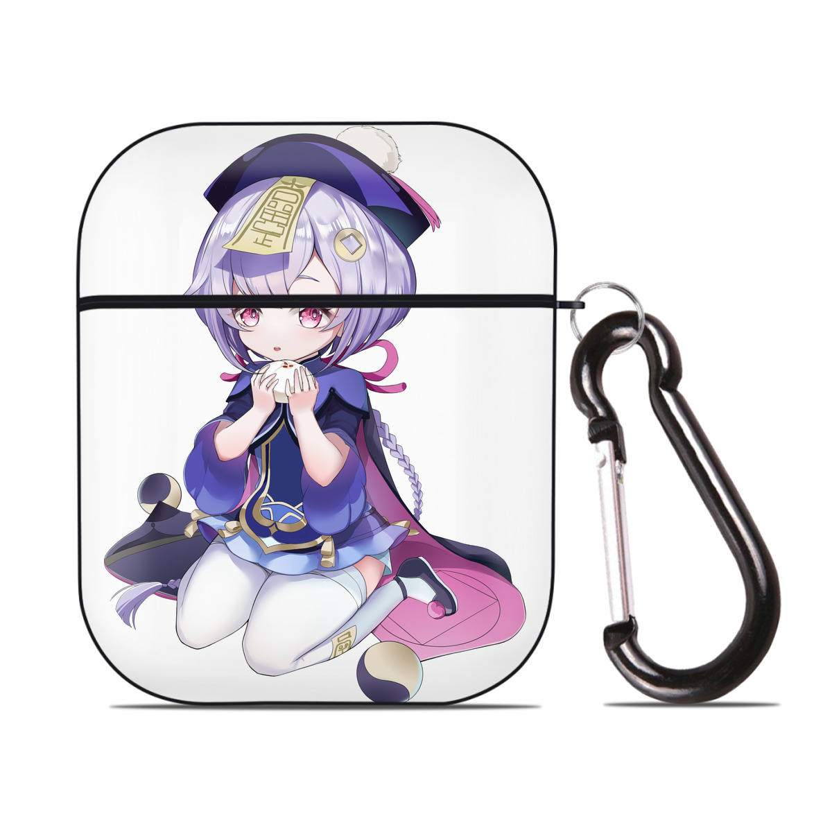 げんし神 七七 なな  genshin Nana AirPods 第2世代保護ケース ハードシェル ブラック 耐衝撃・防指紋・カラビナ付き