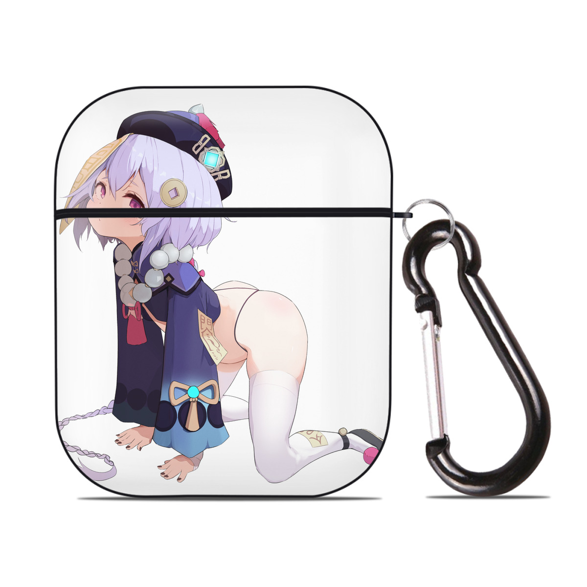 げんし神 七七 なな  genshin Nana AirPods 第2世代保護ケース ハードシェル ブラック 耐衝撃・防指紋・カラビナ付き