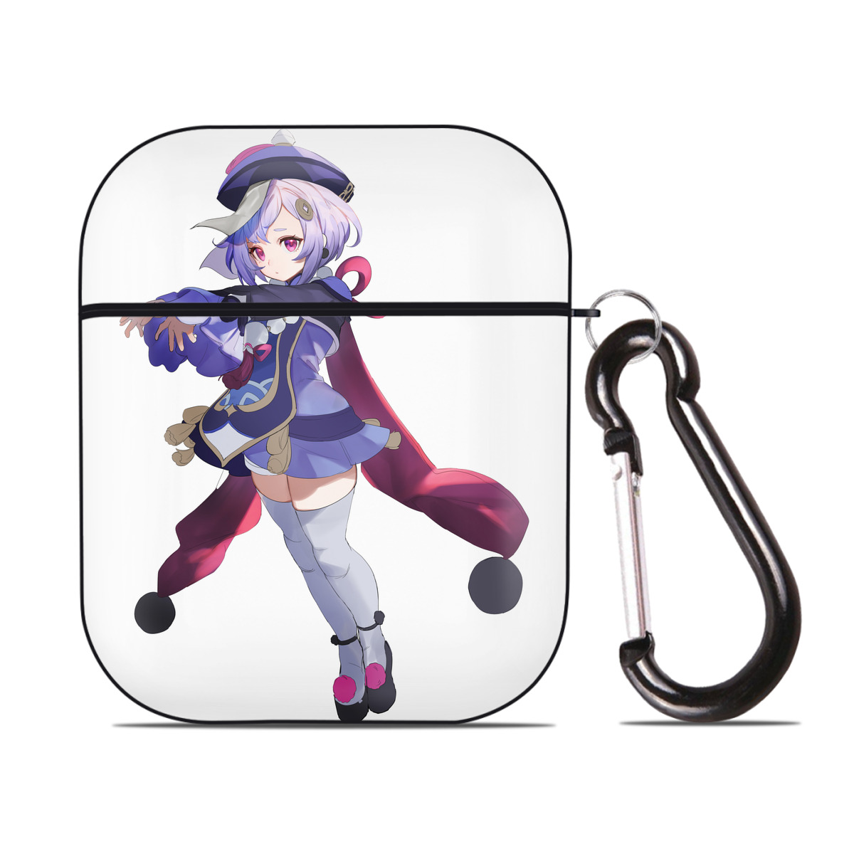 げんし神 七七 なな  genshin Nana AirPods 第2世代保護ケース ハードシェル ブラック 耐衝撃・防指紋・カラビナ付き