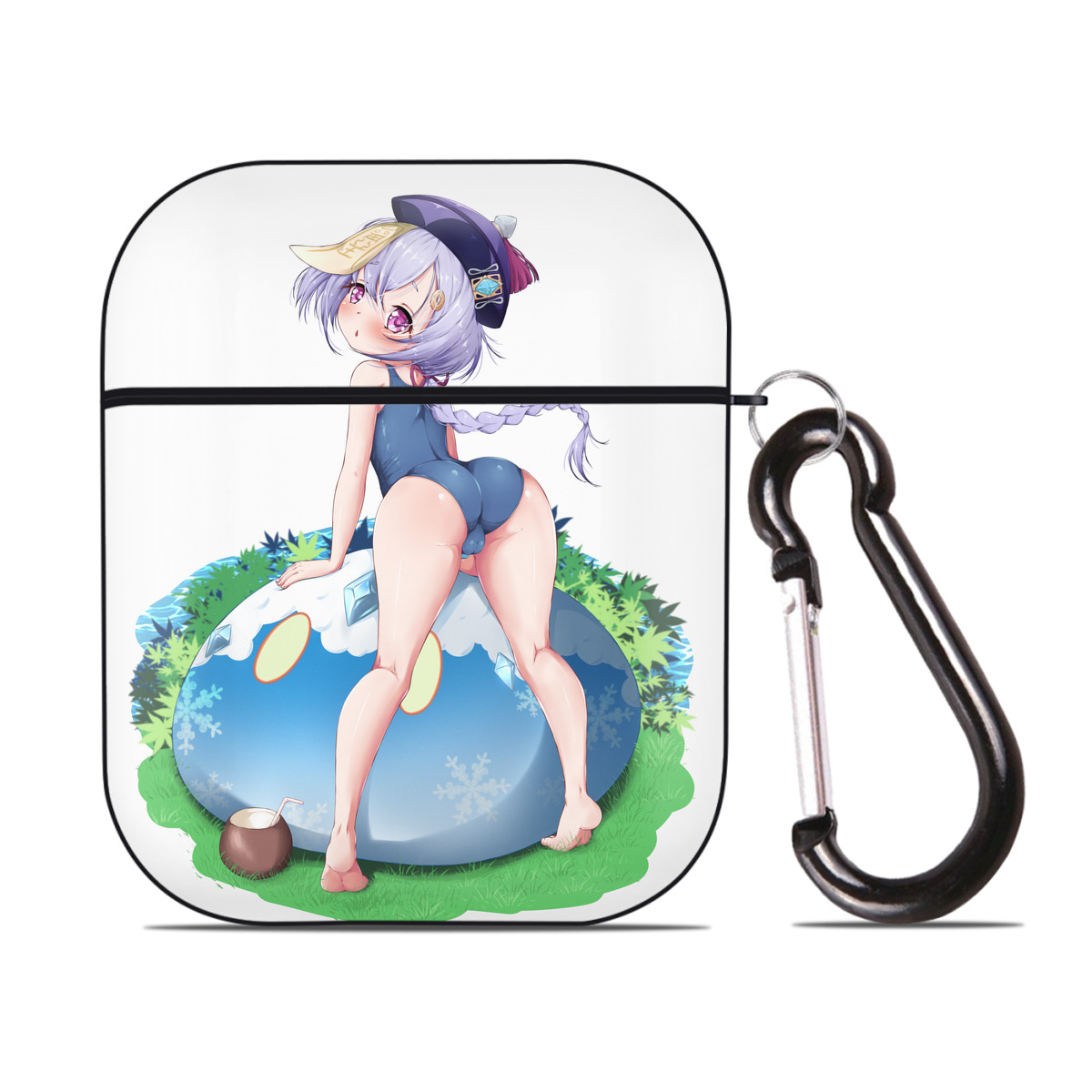 げんし神 七七 なな  genshin Nana AirPods 第2世代保護ケース ハードシェル ブラック 耐衝撃・防指紋・カラビナ付き