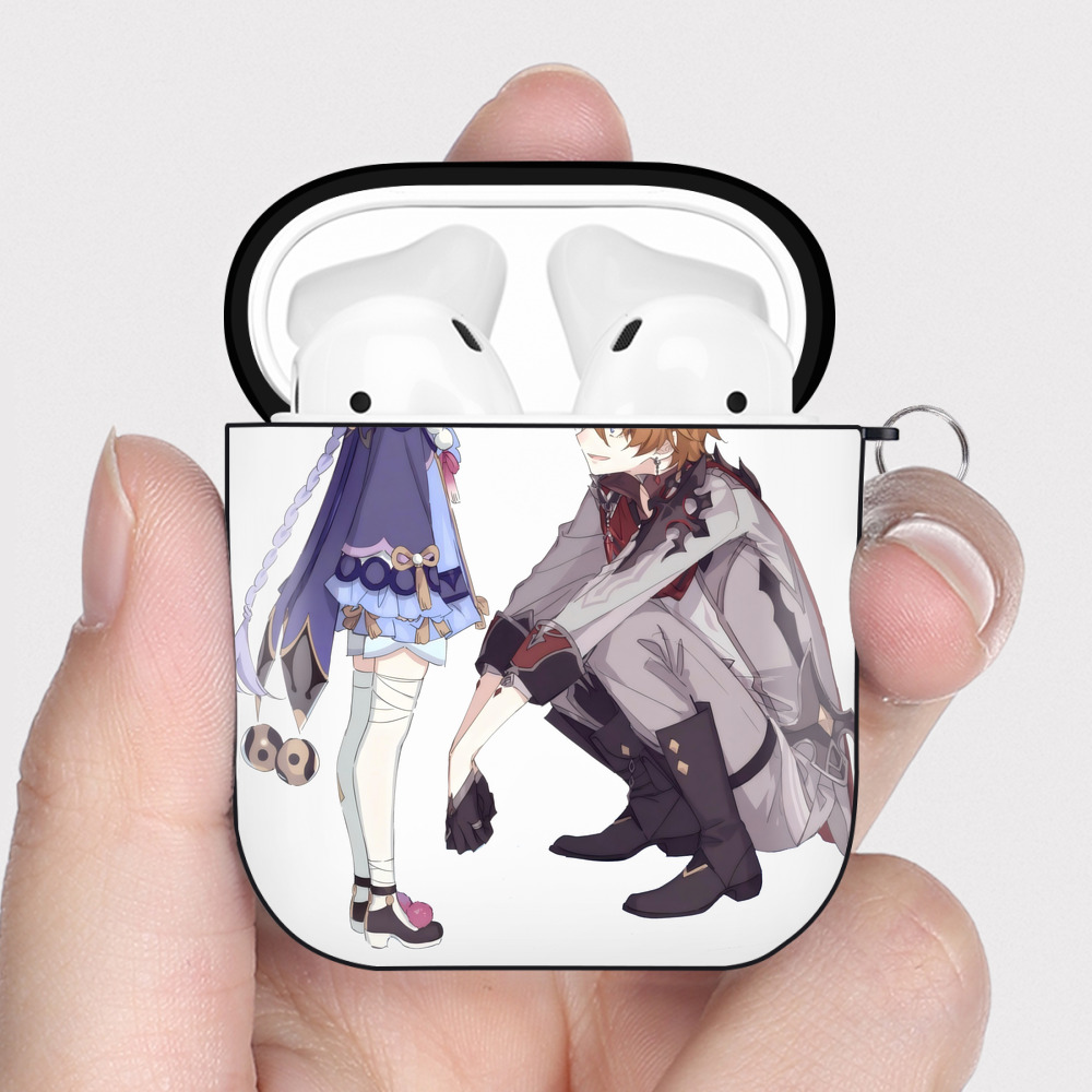 げんし神 七七 なな  genshin Nana AirPods 第2世代保護ケース ハードシェル ブラック 耐衝撃・防指紋・カラビナ付き