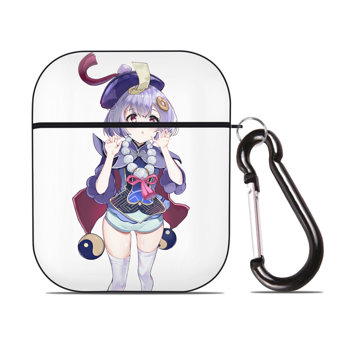 げんし神 七七 なな  genshin Nana AirPods 第2世代保護ケース ハードシェル ブラック 耐衝撃・防指紋・カラビナ付き