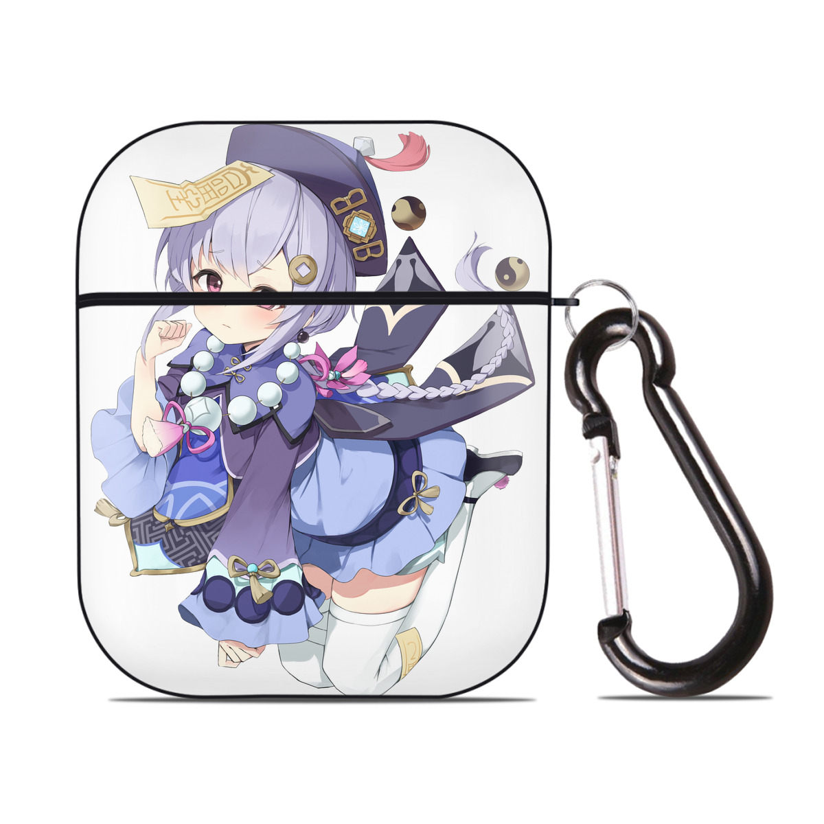 げんし神 七七 なな  genshin Nana AirPods 第2世代保護ケース ハードシェル ブラック 耐衝撃・防指紋・カラビナ付き