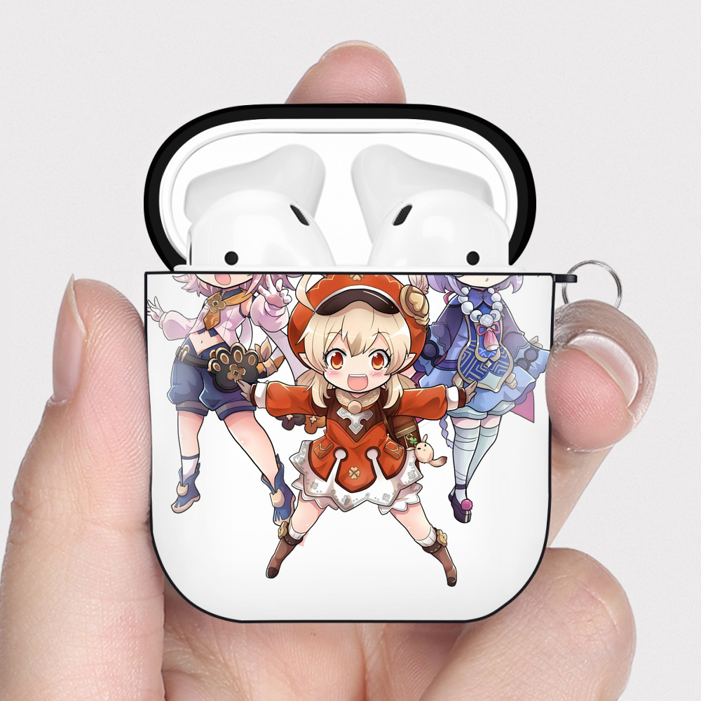 げんし神 七七 なな  genshin Nana AirPods 第2世代保護ケース ハードシェル ブラック 耐衝撃・防指紋・カラビナ付き