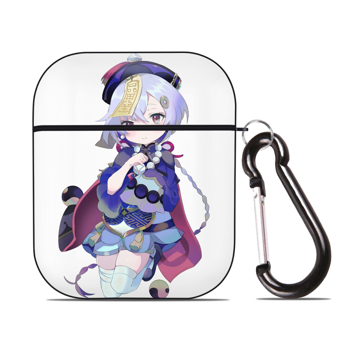 げんし神 七七 なな  genshin Nana AirPods 第2世代保護ケース ハードシェル ブラック 耐衝撃・防指紋・カラビナ付き
