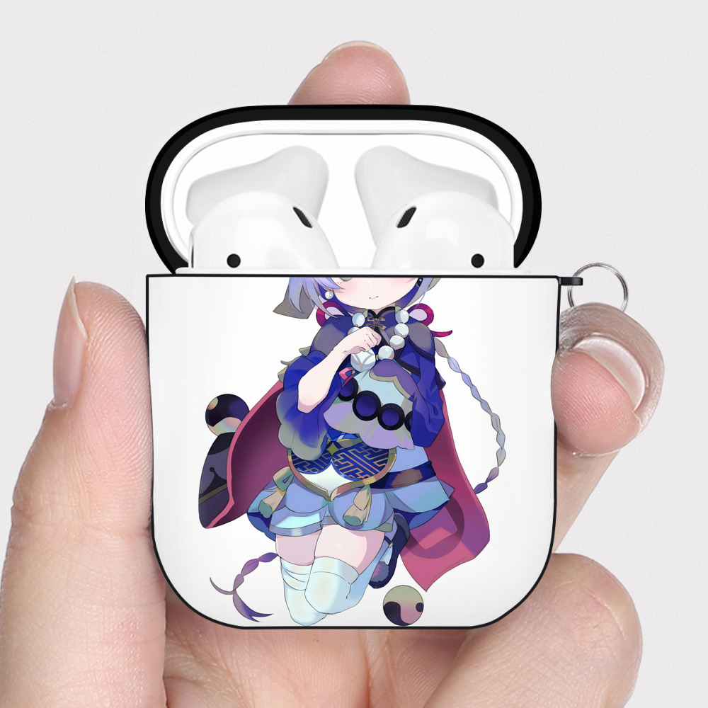 げんし神 七七 なな  genshin Nana AirPods 第2世代保護ケース ハードシェル ブラック 耐衝撃・防指紋・カラビナ付き