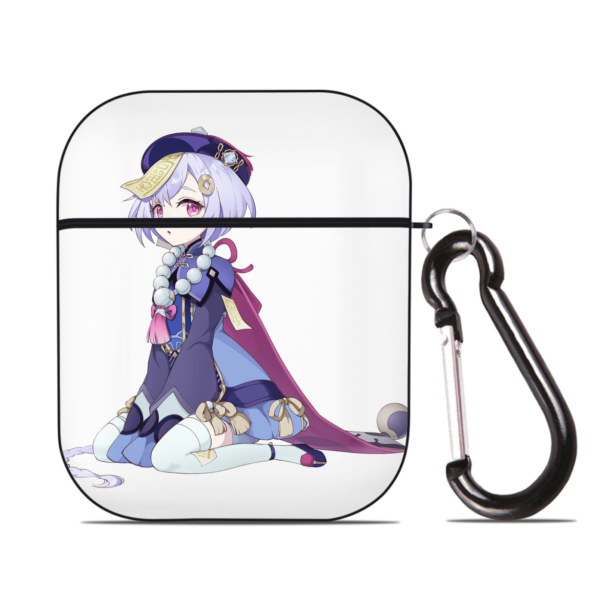 げんし神 七七 なな  genshin Nana AirPods 第2世代保護ケース ハードシェル ブラック 耐衝撃・防指紋・カラビナ付き