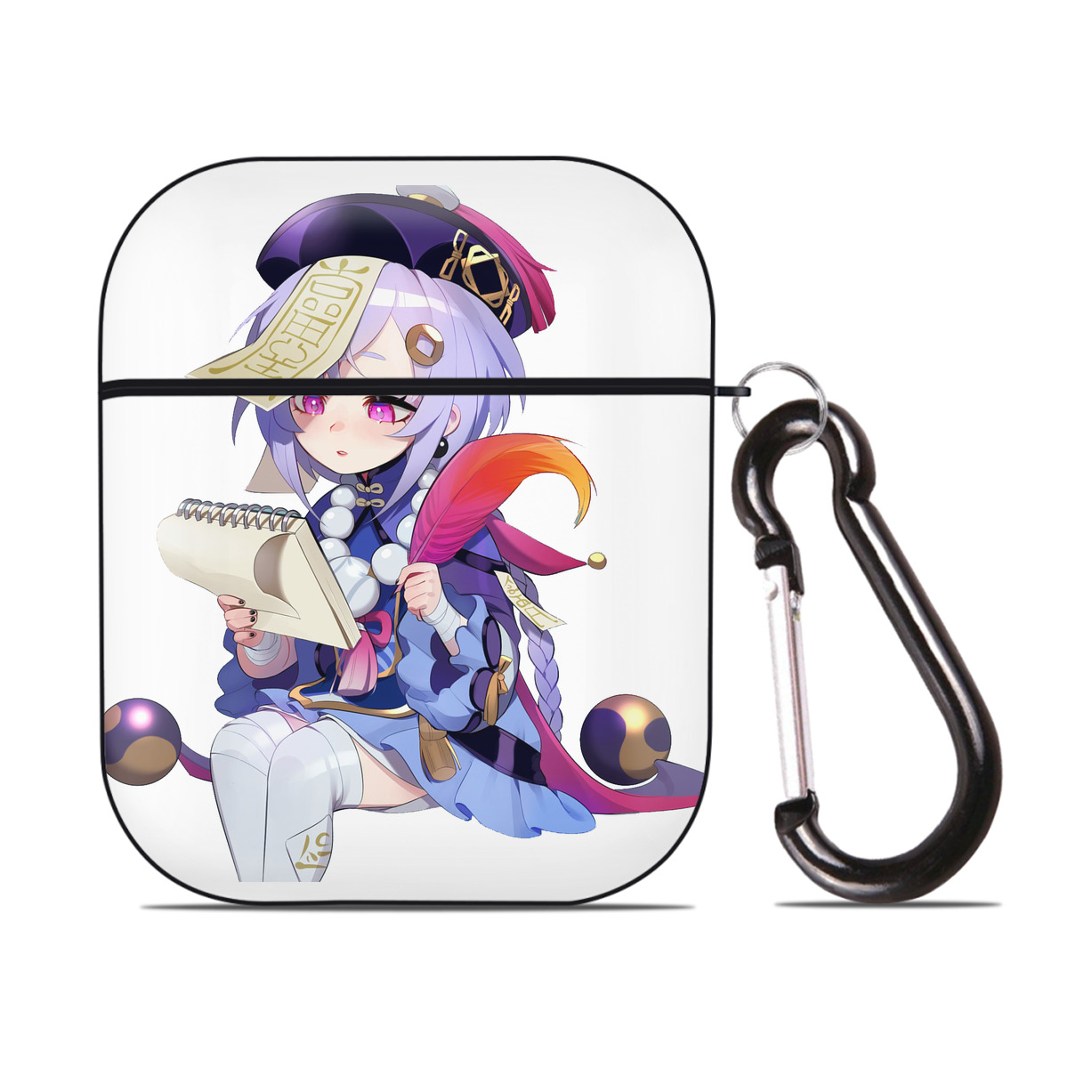 げんし神 七七 なな  genshin Nana AirPods 第2世代保護ケース ハードシェル ブラック 耐衝撃・防指紋・カラビナ付き