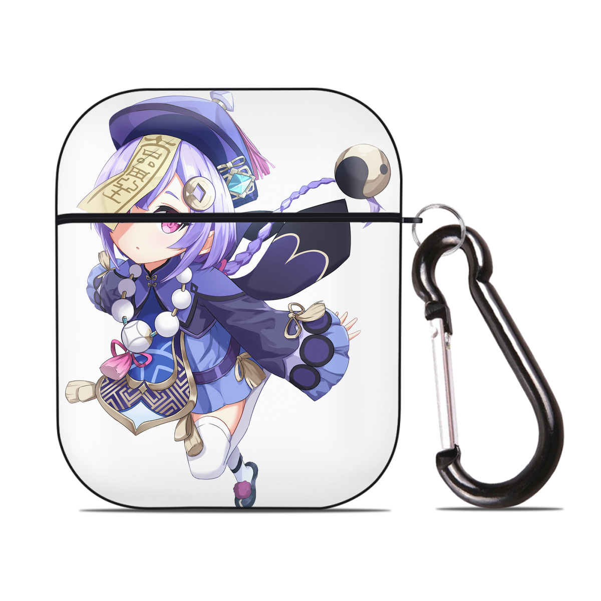げんし神 七七 なな  genshin Nana AirPods 第2世代保護ケース ハードシェル ブラック 耐衝撃・防指紋・カラビナ付き