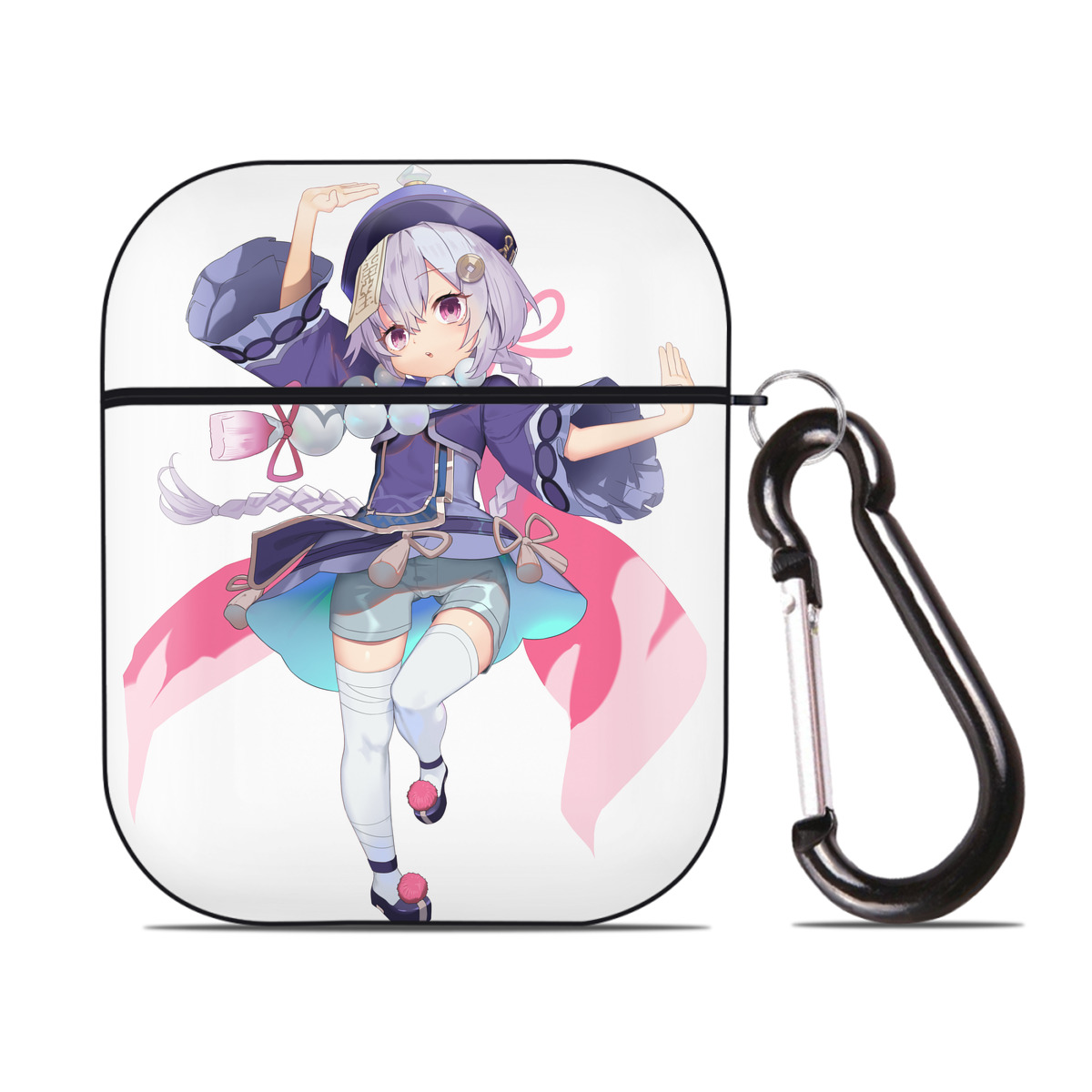 げんし神 七七 なな  genshin Nana AirPods 第2世代保護ケース ハードシェル ブラック 耐衝撃・防指紋・カラビナ付き