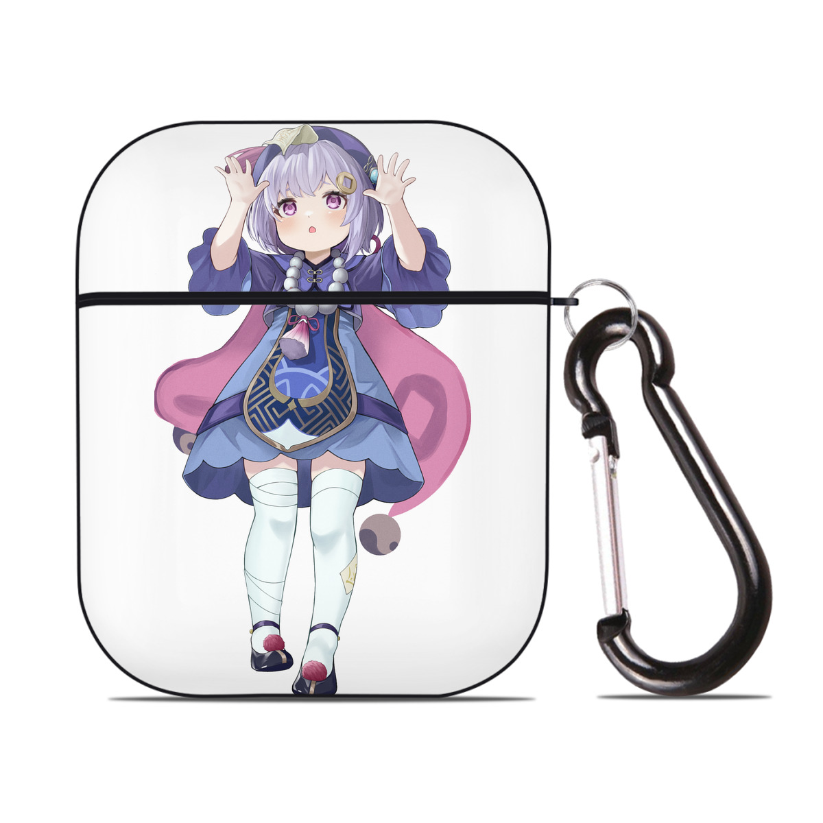 げんし神 七七 なな  genshin Nana AirPods 第2世代保護ケース ハードシェル ブラック 耐衝撃・防指紋・カラビナ付き