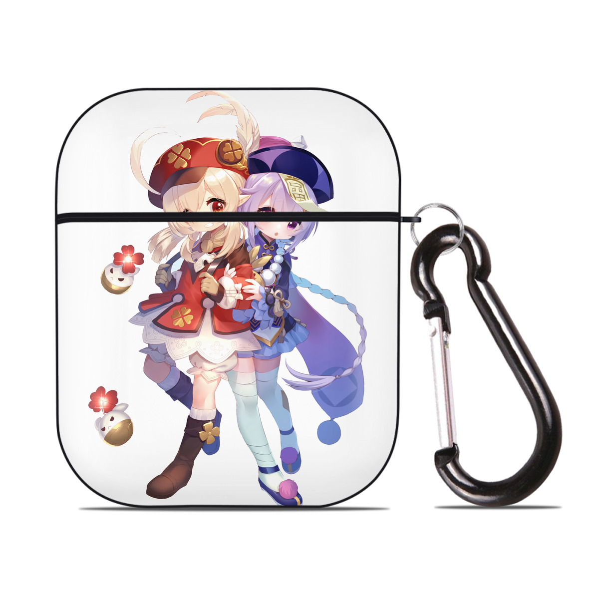 げんし神 七七 なな  genshin Nana AirPods 第2世代保護ケース ハードシェル ブラック 耐衝撃・防指紋・カラビナ付き