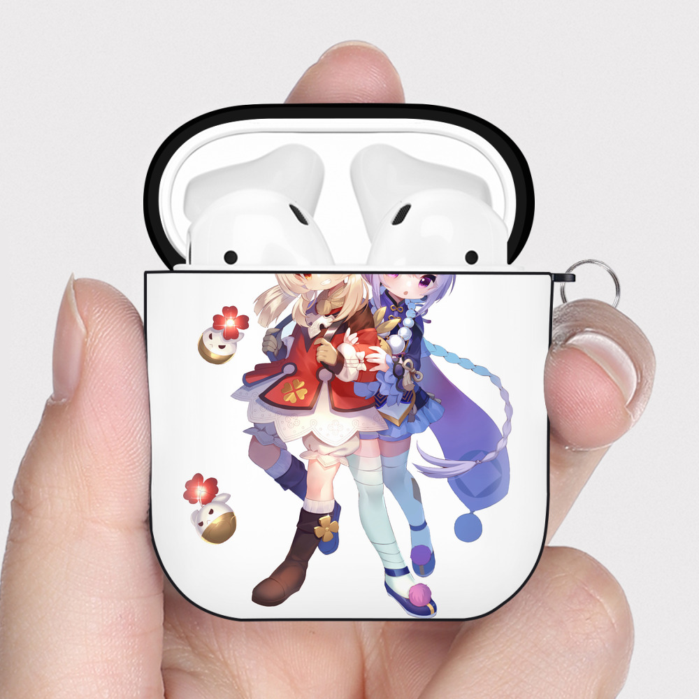 げんし神 七七 なな  genshin Nana AirPods 第2世代保護ケース ハードシェル ブラック 耐衝撃・防指紋・カラビナ付き