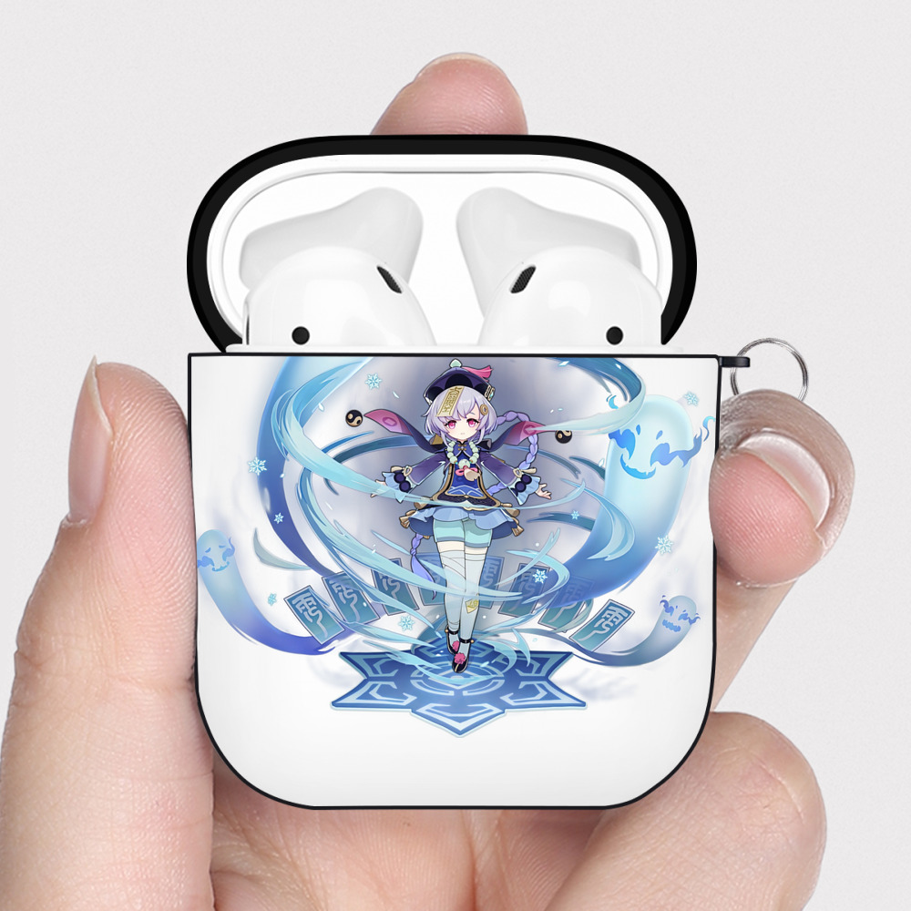 げんし神 七七 なな  genshin Nana AirPods 第2世代保護ケース ハードシェル ブラック 耐衝撃・防指紋・カラビナ付き