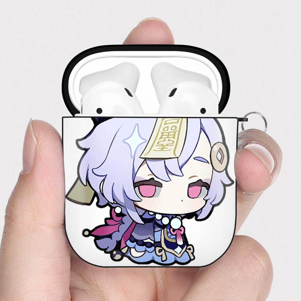 げんし神 七七 なな  genshin Nana AirPods 第2世代保護ケース ハードシェル ブラック 耐衝撃・防指紋・カラビナ付き