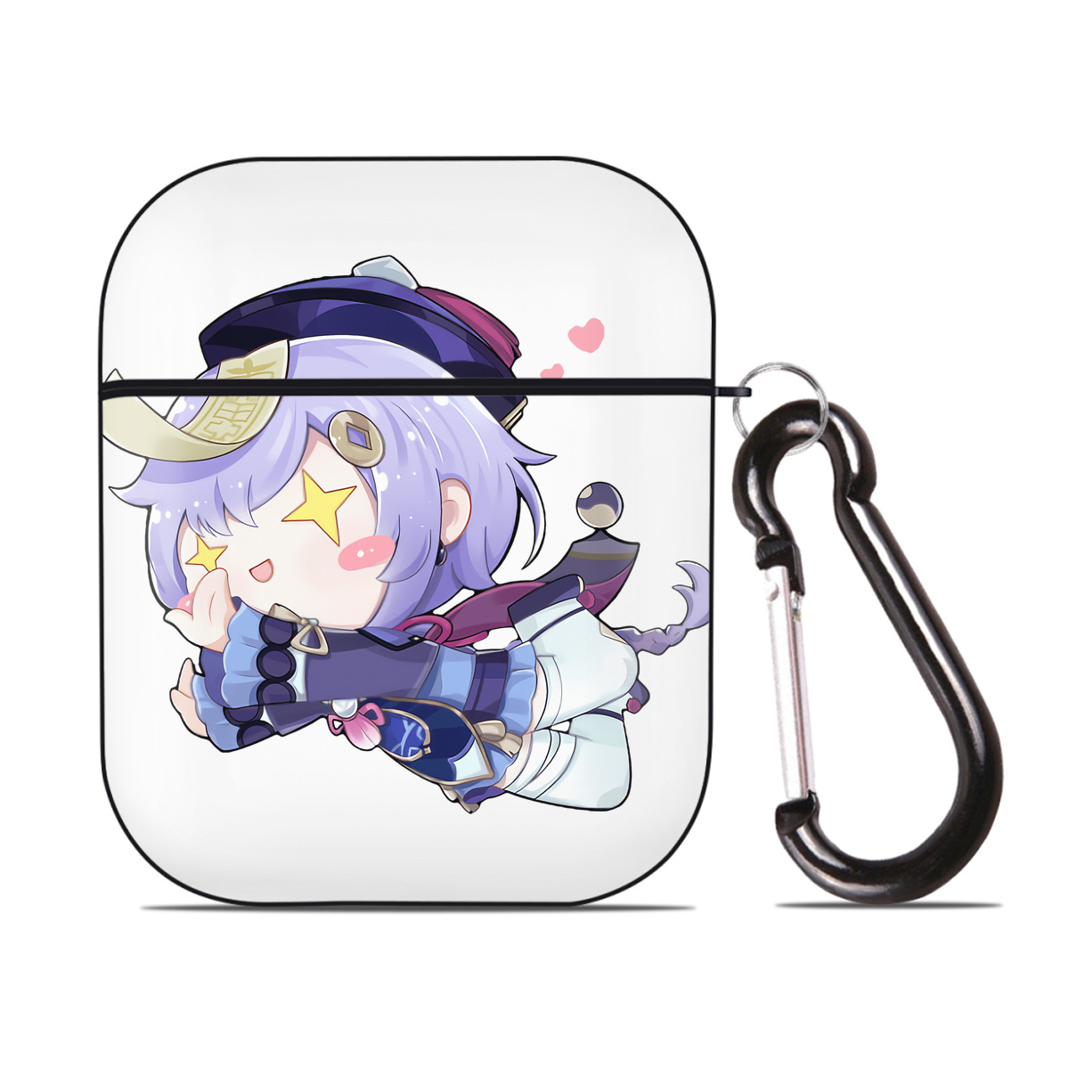 げんし神 七七 なな  genshin Nana AirPods 第2世代保護ケース ハードシェル ブラック 耐衝撃・防指紋・カラビナ付き