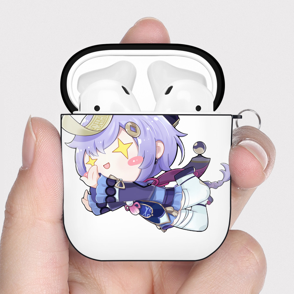 げんし神 七七 なな  genshin Nana AirPods 第2世代保護ケース ハードシェル ブラック 耐衝撃・防指紋・カラビナ付き