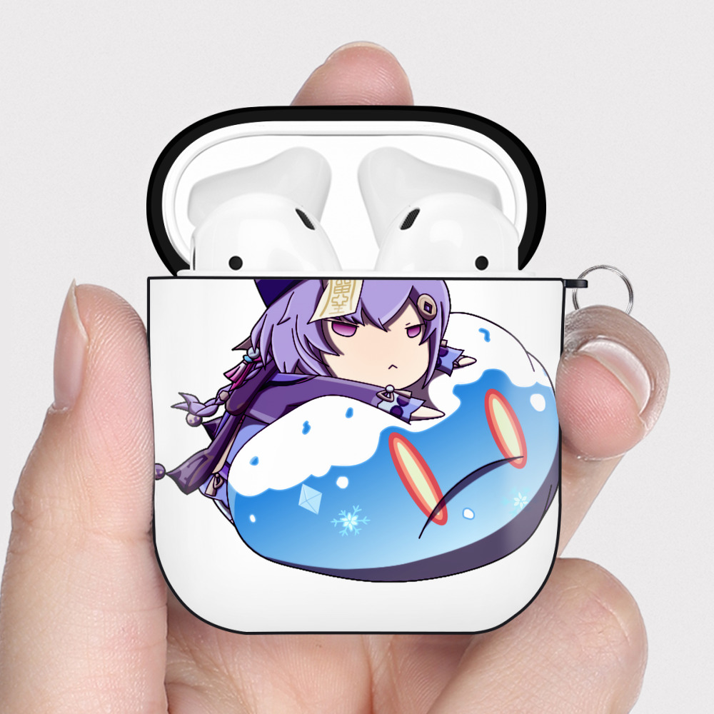 げんし神 七七 なな  genshin Nana AirPods 第2世代保護ケース ハードシェル ブラック 耐衝撃・防指紋・カラビナ付き