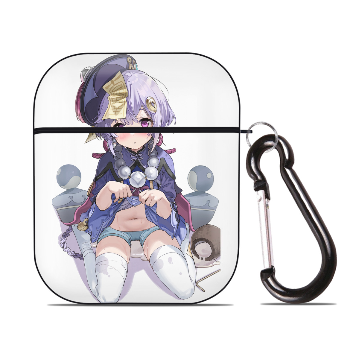 げんし神 七七 なな  genshin Nana AirPods 第2世代保護ケース ハードシェル ブラック 耐衝撃・防指紋・カラビナ付き