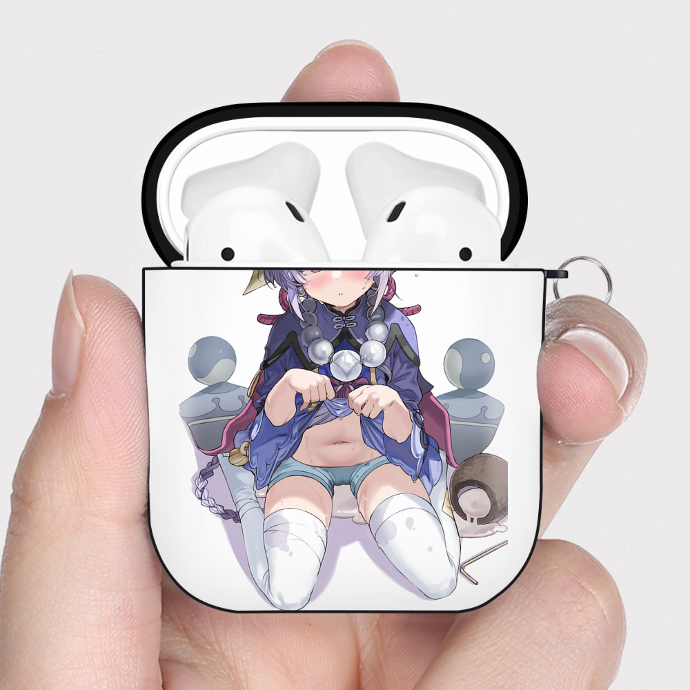 げんし神 七七 なな  genshin Nana AirPods 第2世代保護ケース ハードシェル ブラック 耐衝撃・防指紋・カラビナ付き