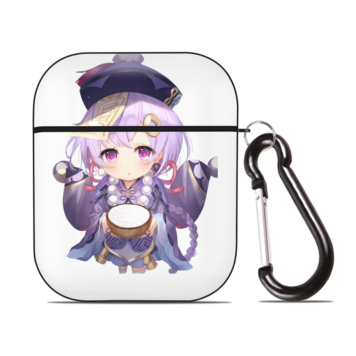 げんし神 七七 なな  genshin Nana AirPods 第2世代保護ケース ハードシェル ブラック 耐衝撃・防指紋・カラビナ付き