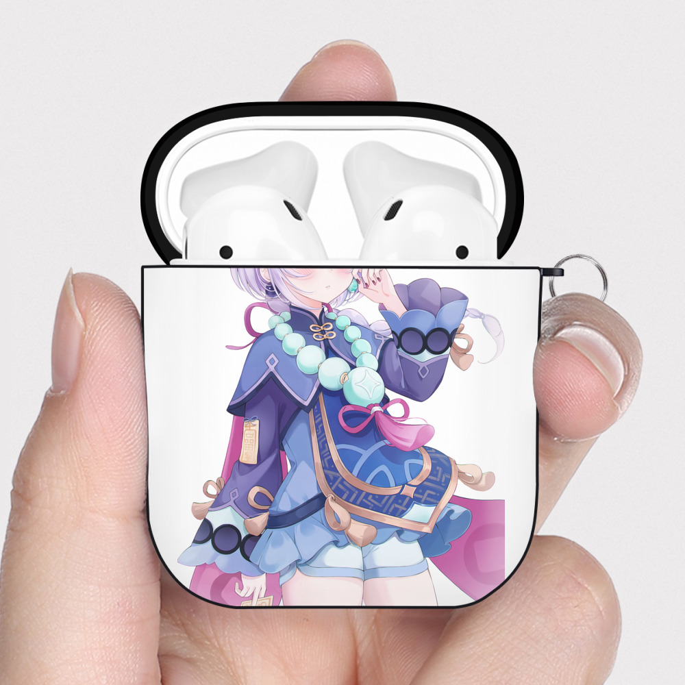げんし神 七七 なな  genshin Nana AirPods 第2世代保護ケース ハードシェル ブラック 耐衝撃・防指紋・カラビナ付き