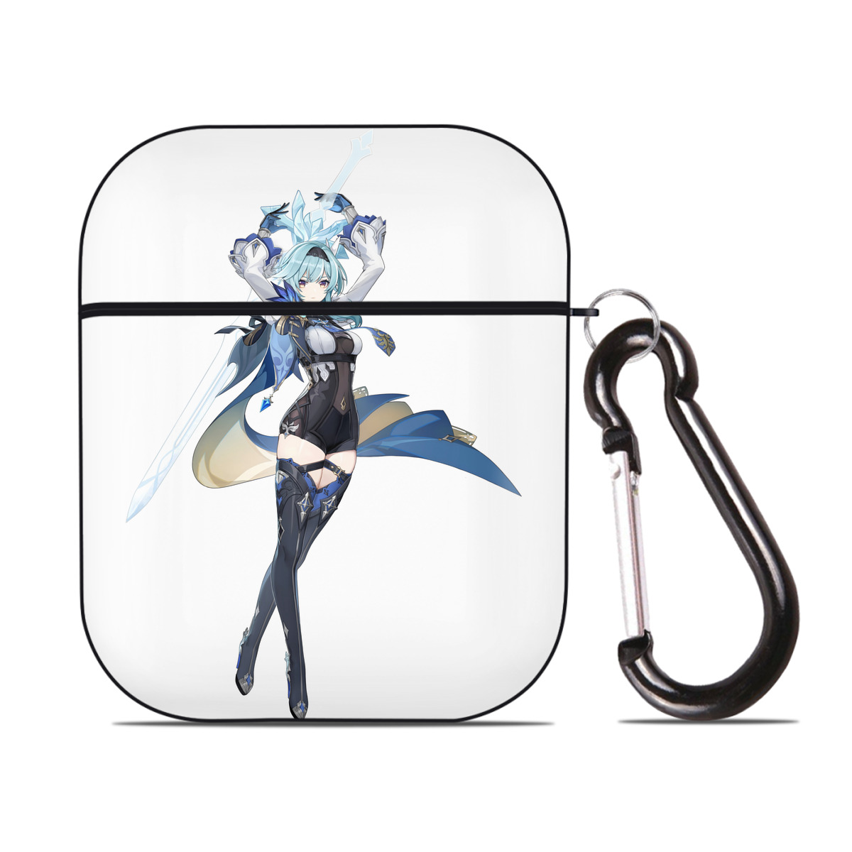 げんし神 优菈 ゆうら genshin Yūra AirPods 第2世代保護ケース ハードシェル ブラック 耐衝撃・防指紋・カラビナ付き